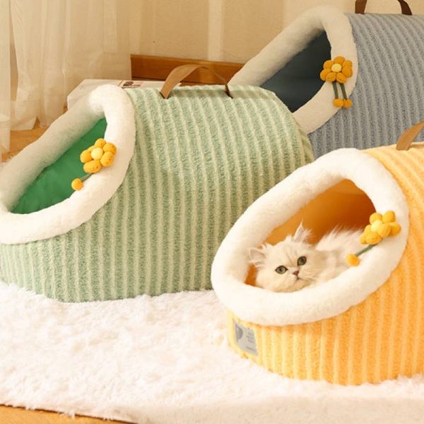 INS style portable semi-enclosed thickened warm cat cave cat house