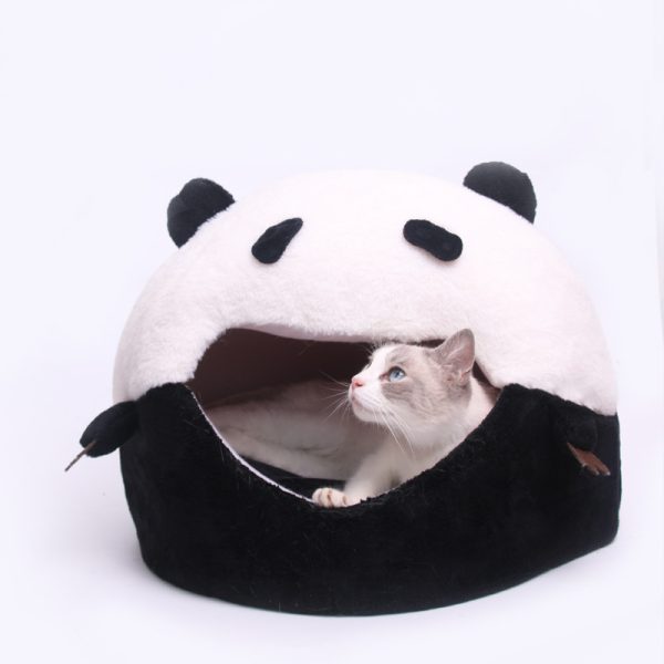 Cute panda shape enclosed pet nest cat house