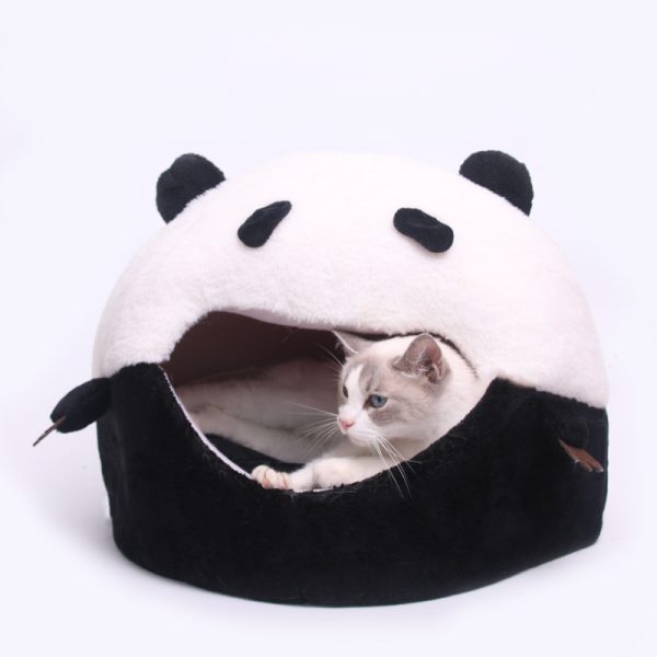 Cute panda shape enclosed pet nest cat house