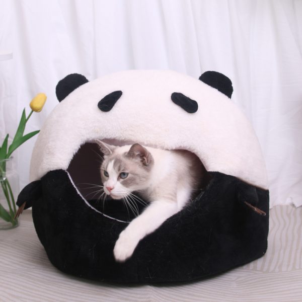 Cute panda shape enclosed pet nest cat house