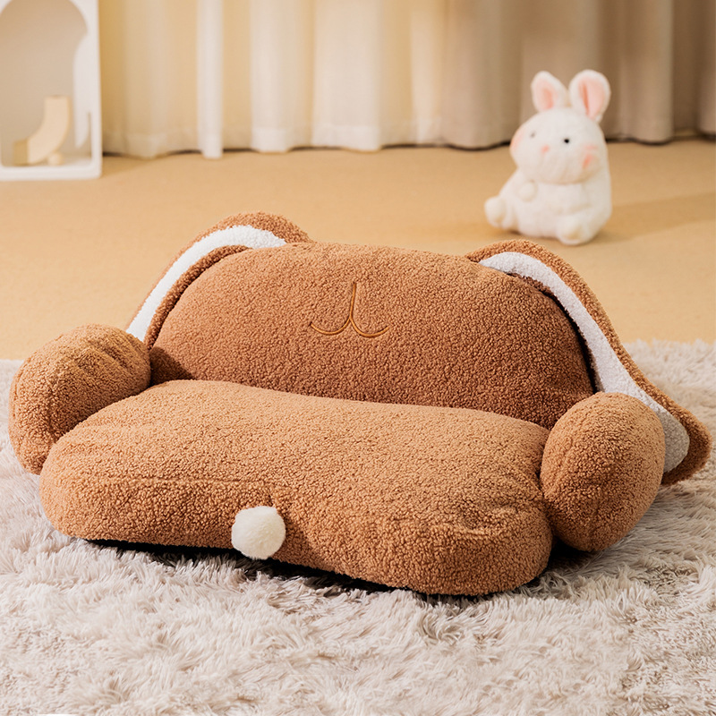 Premium brown big-eared rabbit soft large space pet sofa for cats and dogs