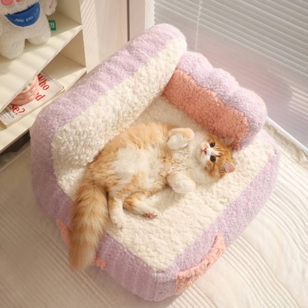 Taro/avocado color soft sheep velvet pet sofa for cats and dogs