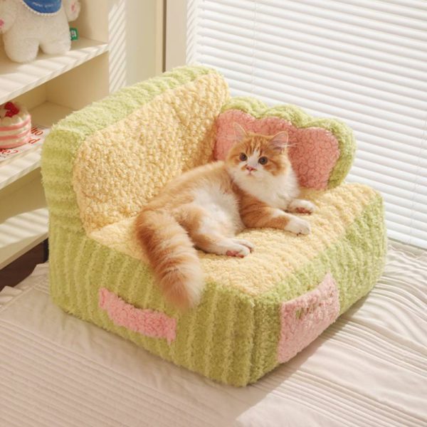 Taro/avocado color soft sheep velvet pet sofa for cats and dogs