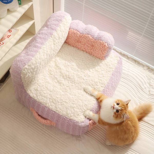 Taro/avocado color soft sheep velvet pet sofa for cats and dogs