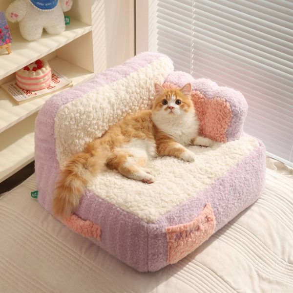 Taro/avocado color soft sheep velvet pet sofa for cats and dogs