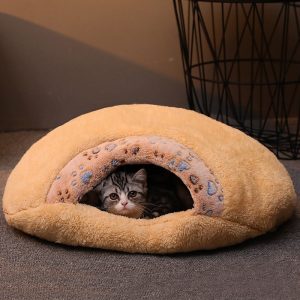 Caramel color thickened warm small opening closed cat sleeping bag